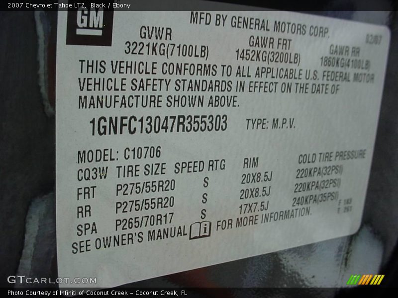 Black / Ebony 2007 Chevrolet Tahoe LTZ