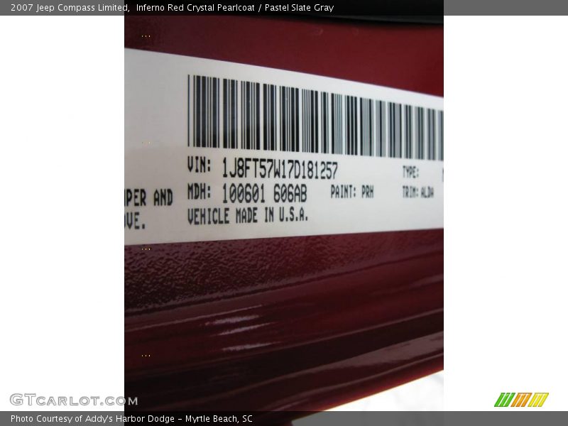 Inferno Red Crystal Pearlcoat / Pastel Slate Gray 2007 Jeep Compass Limited