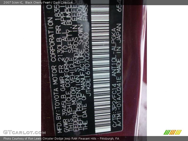 Black Cherry Pearl / Dark Charcoal 2007 Scion tC
