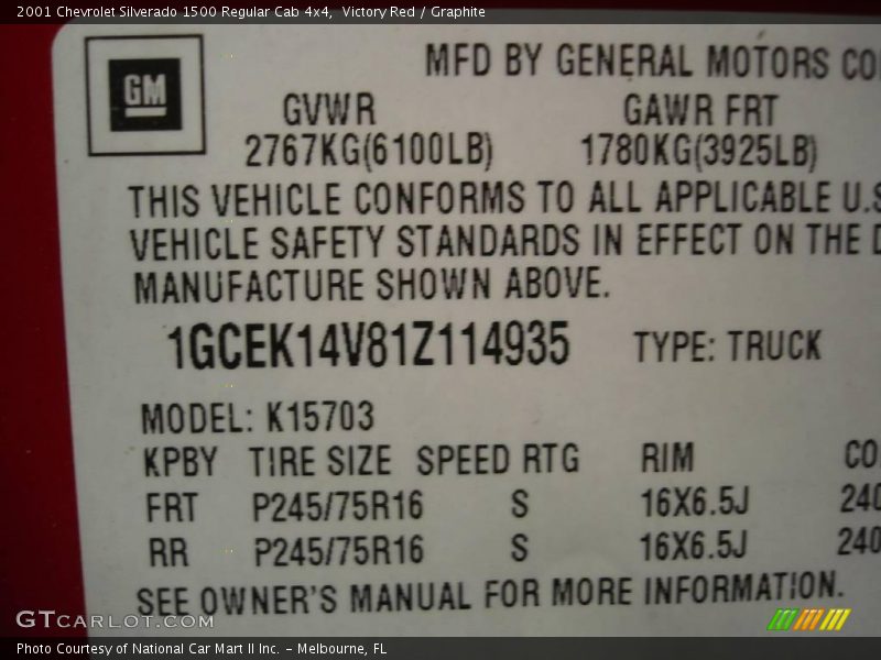Victory Red / Graphite 2001 Chevrolet Silverado 1500 Regular Cab 4x4