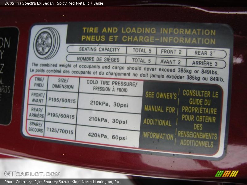 Spicy Red Metallic / Beige 2009 Kia Spectra EX Sedan