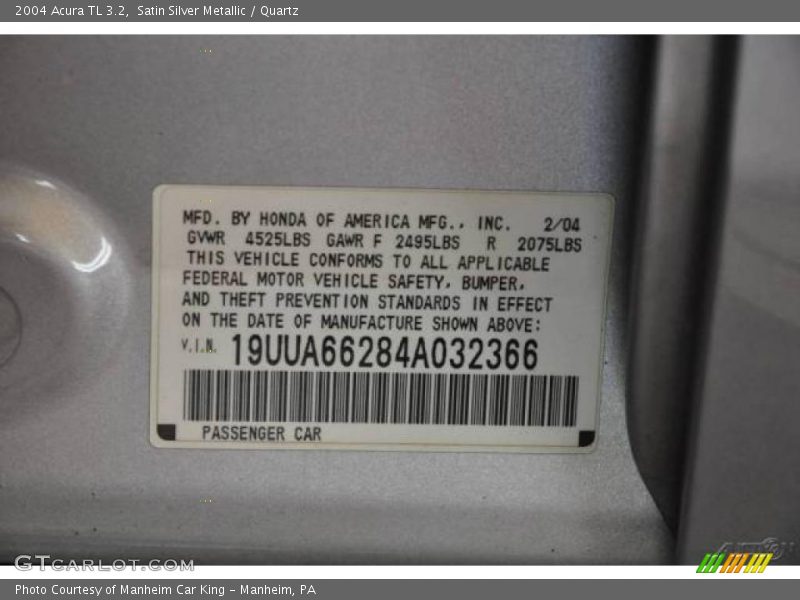 Satin Silver Metallic / Quartz 2004 Acura TL 3.2