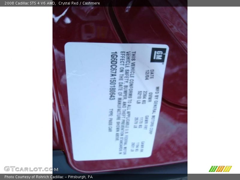 Crystal Red / Cashmere 2008 Cadillac STS 4 V6 AWD