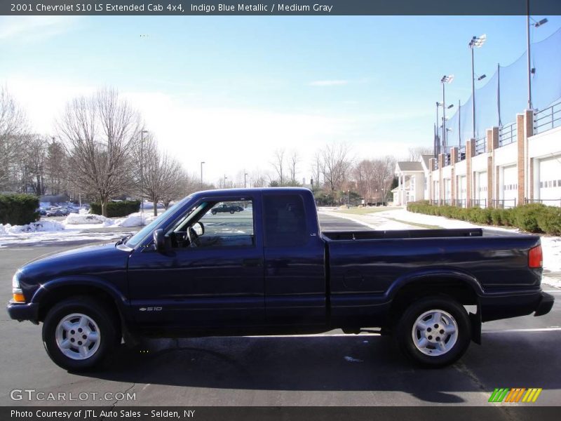 Indigo Blue Metallic / Medium Gray 2001 Chevrolet S10 LS Extended Cab 4x4
