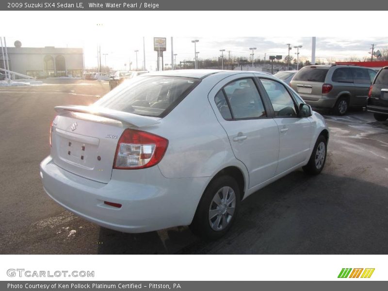 White Water Pearl / Beige 2009 Suzuki SX4 Sedan LE