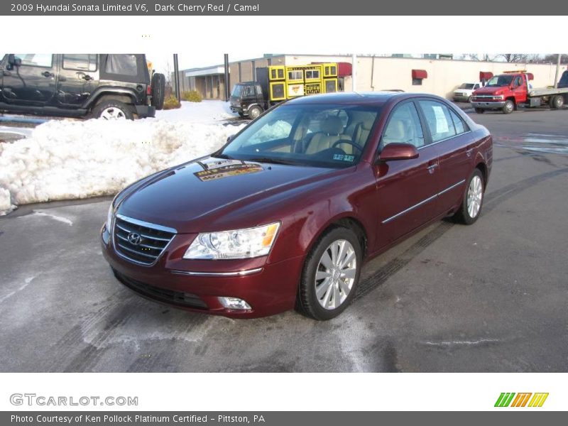 Dark Cherry Red / Camel 2009 Hyundai Sonata Limited V6