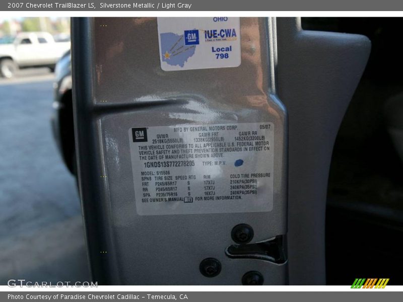 Silverstone Metallic / Light Gray 2007 Chevrolet TrailBlazer LS