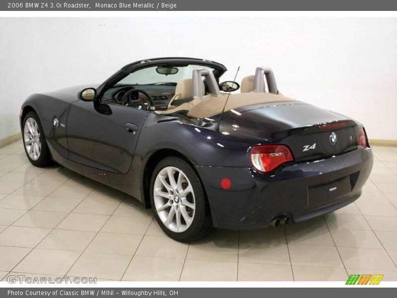 Monaco Blue Metallic / Beige 2006 BMW Z4 3.0i Roadster