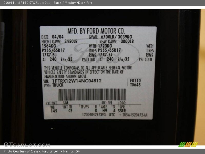 Black / Medium/Dark Flint 2004 Ford F150 STX SuperCab
