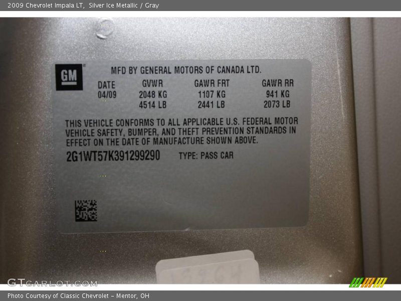 Silver Ice Metallic / Gray 2009 Chevrolet Impala LT