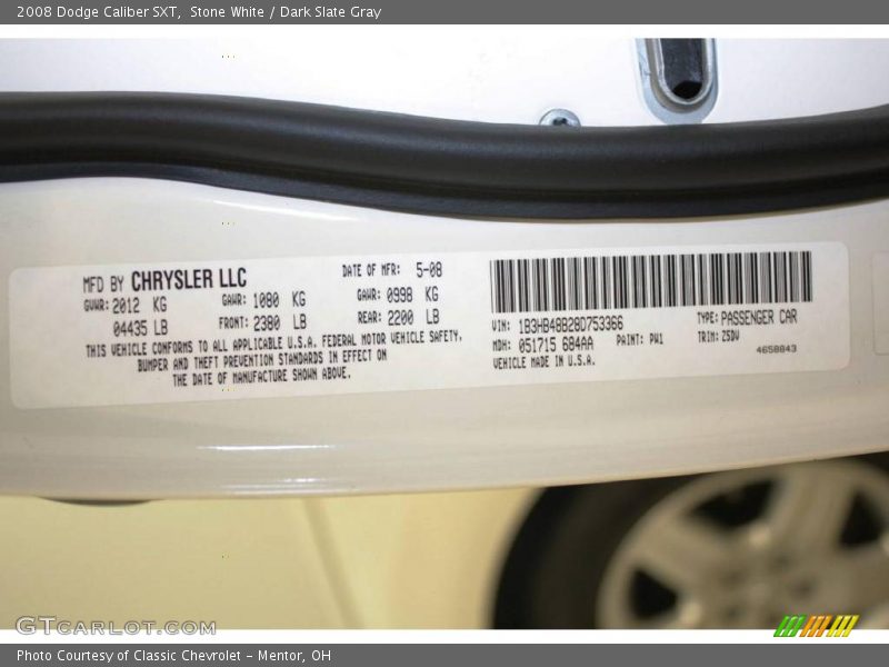 Stone White / Dark Slate Gray 2008 Dodge Caliber SXT