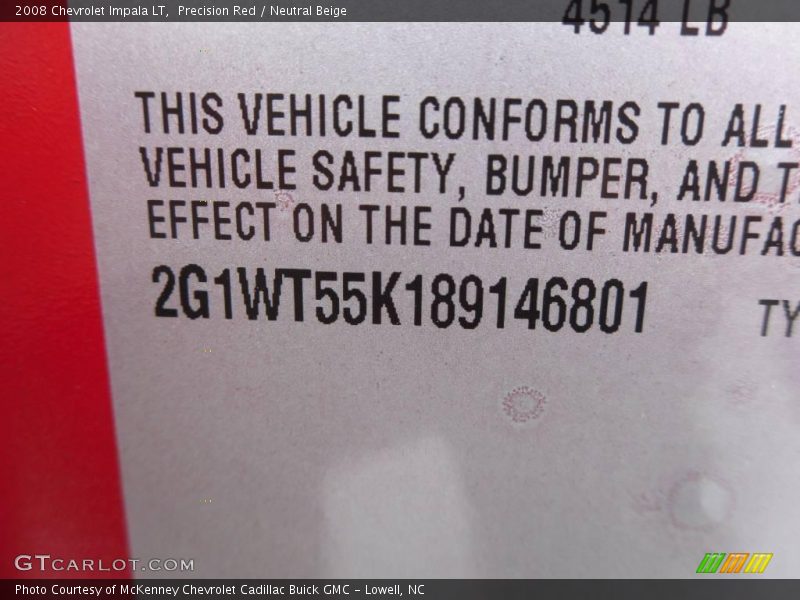 Precision Red / Neutral Beige 2008 Chevrolet Impala LT