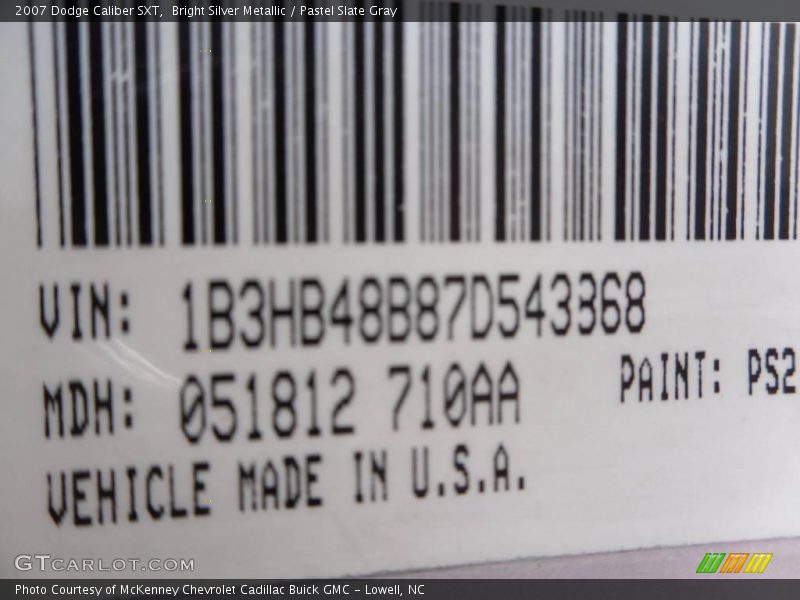 Bright Silver Metallic / Pastel Slate Gray 2007 Dodge Caliber SXT