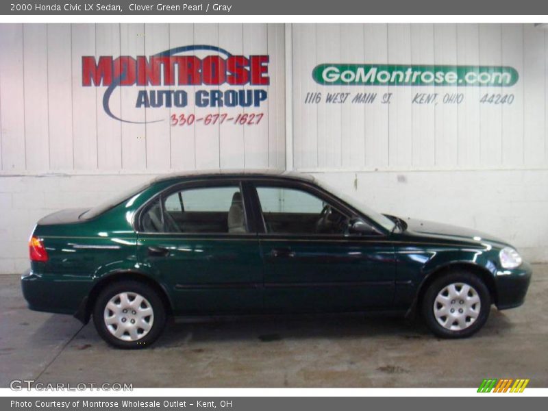 Clover Green Pearl / Gray 2000 Honda Civic LX Sedan
