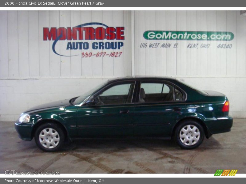Clover Green Pearl / Gray 2000 Honda Civic LX Sedan
