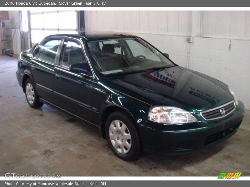 Clover Green Pearl / Gray 2000 Honda Civic LX Sedan