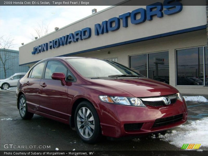 Tango Red Pearl / Beige 2009 Honda Civic EX-L Sedan