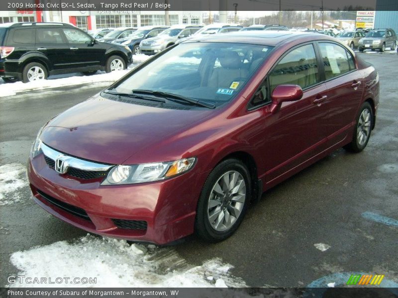 Tango Red Pearl / Beige 2009 Honda Civic EX-L Sedan