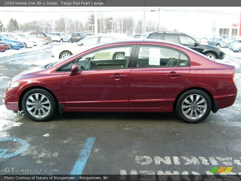 Tango Red Pearl / Beige 2009 Honda Civic EX-L Sedan