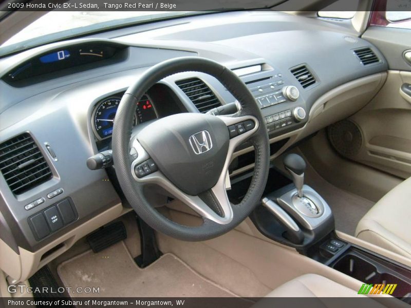 Tango Red Pearl / Beige 2009 Honda Civic EX-L Sedan