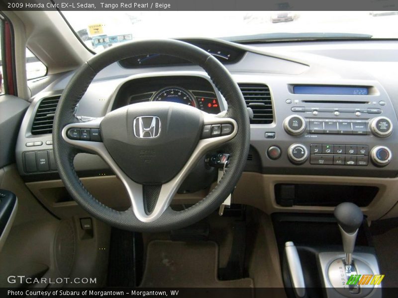 Tango Red Pearl / Beige 2009 Honda Civic EX-L Sedan