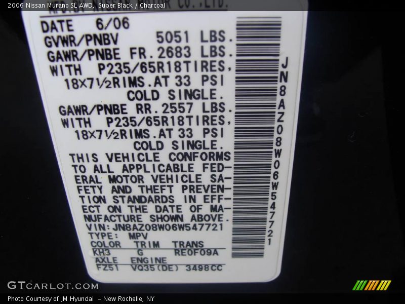 Super Black / Charcoal 2006 Nissan Murano SL AWD