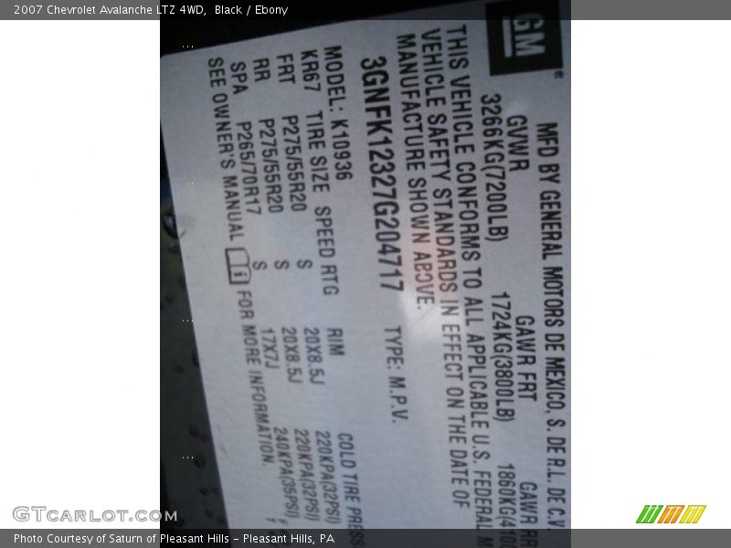 Black / Ebony 2007 Chevrolet Avalanche LTZ 4WD