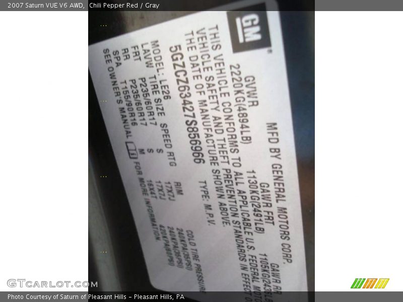 Chili Pepper Red / Gray 2007 Saturn VUE V6 AWD