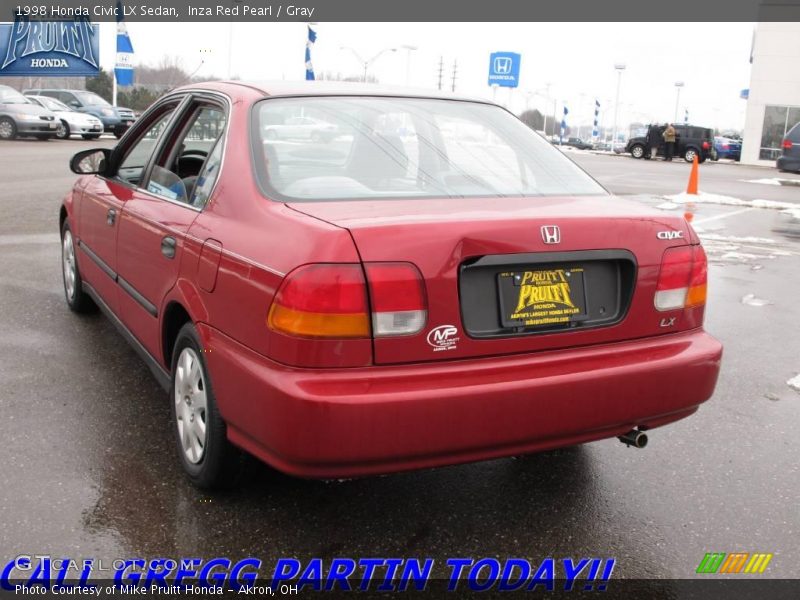 Inza Red Pearl / Gray 1998 Honda Civic LX Sedan