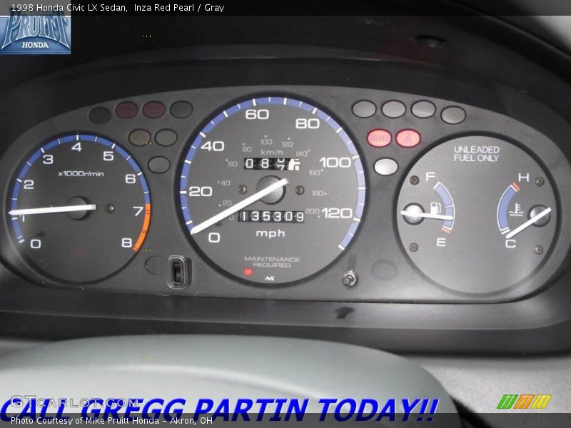 Inza Red Pearl / Gray 1998 Honda Civic LX Sedan