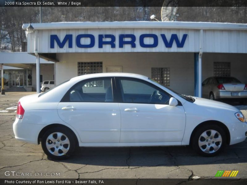 White / Beige 2008 Kia Spectra EX Sedan