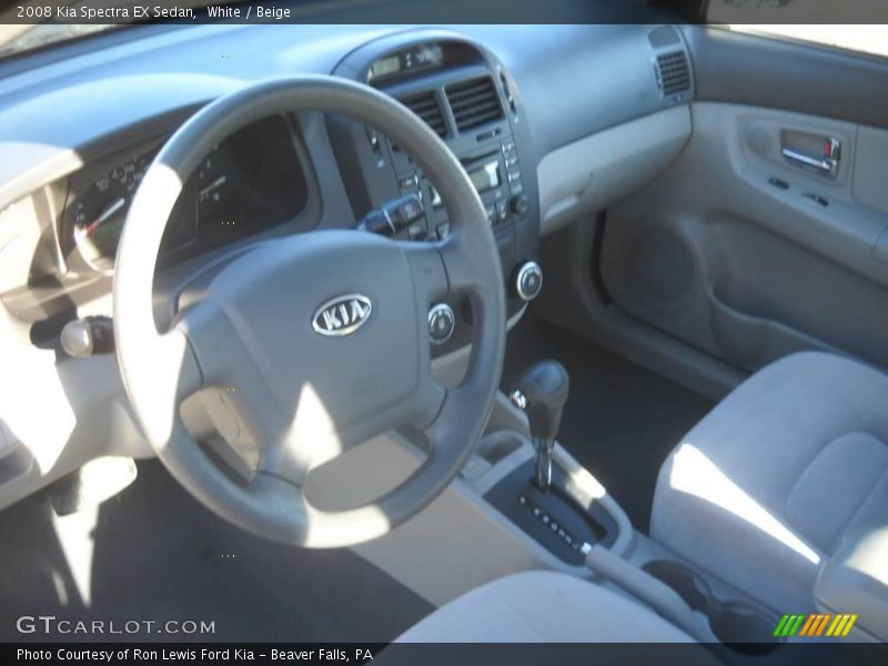 White / Beige 2008 Kia Spectra EX Sedan