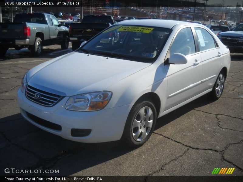 White / Beige 2008 Kia Spectra EX Sedan