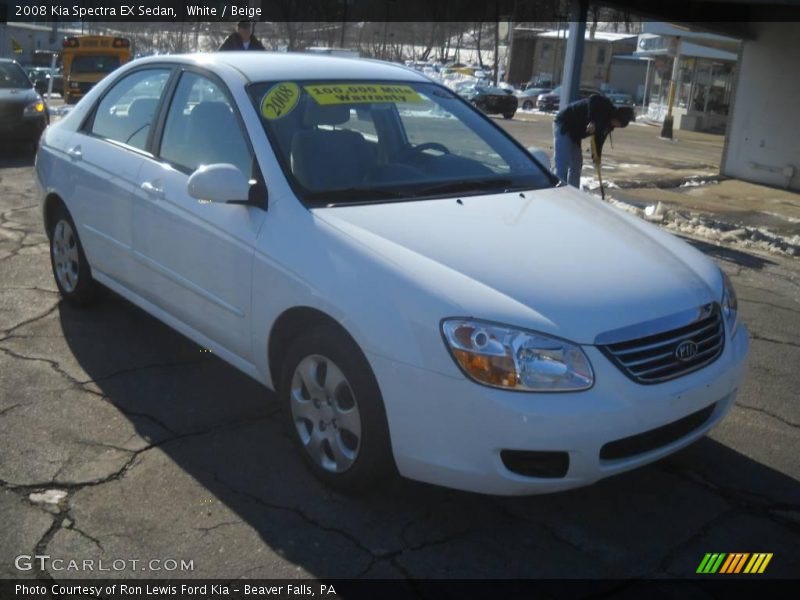 White / Beige 2008 Kia Spectra EX Sedan