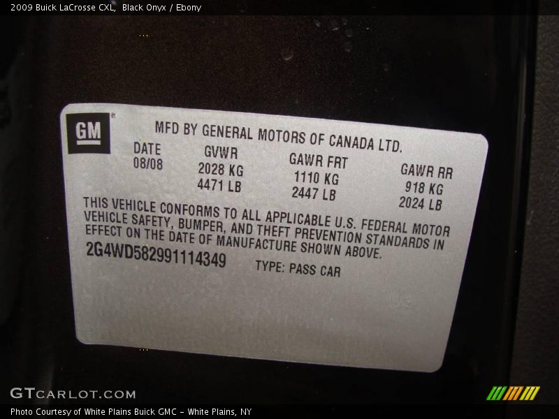 Black Onyx / Ebony 2009 Buick LaCrosse CXL
