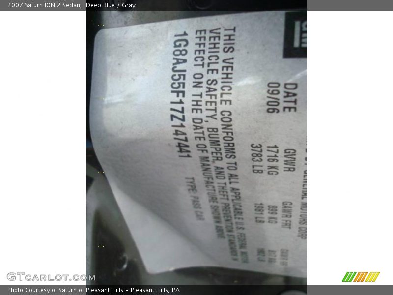 Deep Blue / Gray 2007 Saturn ION 2 Sedan
