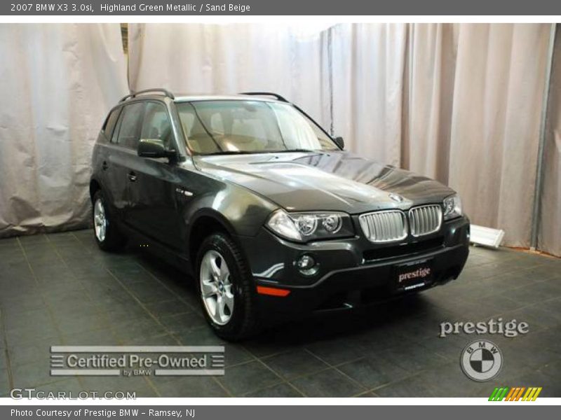 Highland Green Metallic / Sand Beige 2007 BMW X3 3.0si
