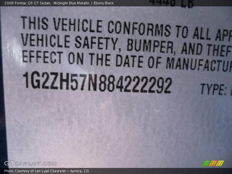 Midnight Blue Metallic / Ebony Black 2008 Pontiac G6 GT Sedan