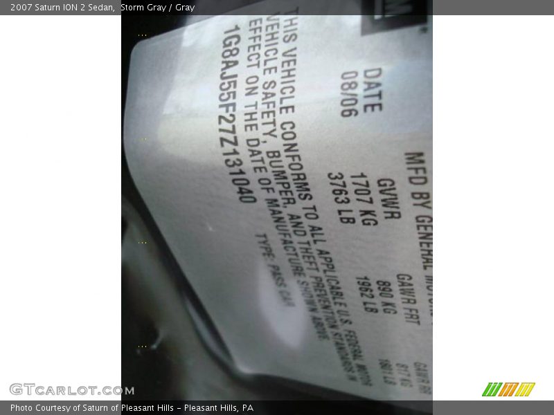 Storm Gray / Gray 2007 Saturn ION 2 Sedan