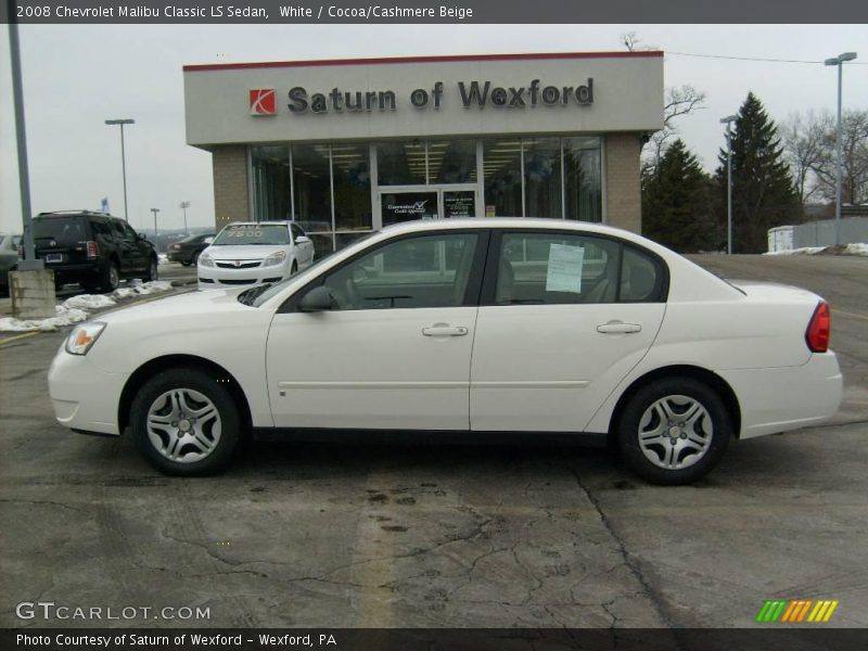 White / Cocoa/Cashmere Beige 2008 Chevrolet Malibu Classic LS Sedan