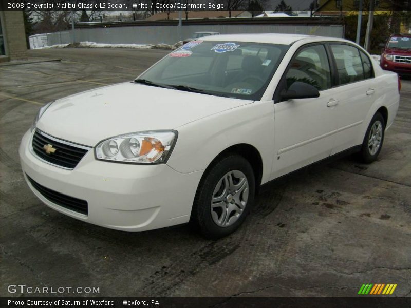 White / Cocoa/Cashmere Beige 2008 Chevrolet Malibu Classic LS Sedan