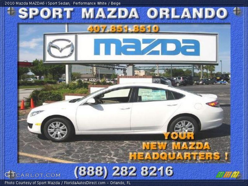 Performance White / Beige 2010 Mazda MAZDA6 i Sport Sedan