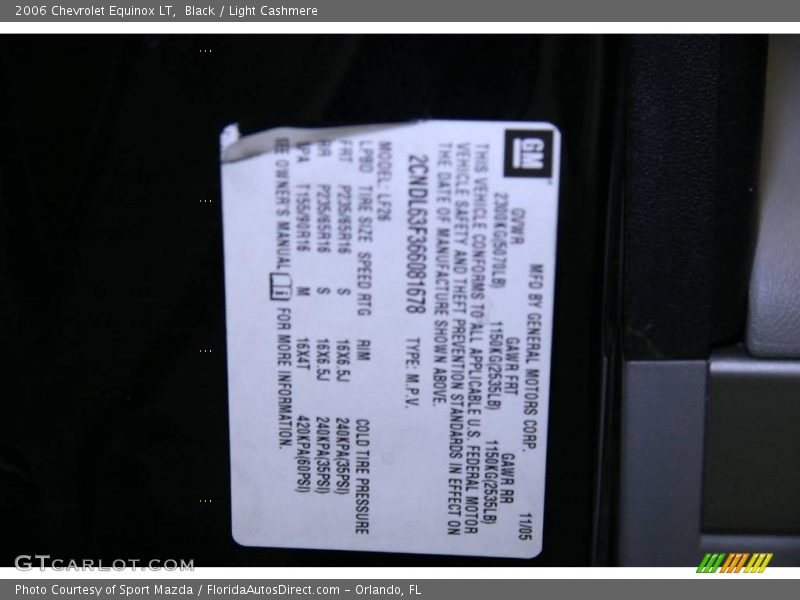 Black / Light Cashmere 2006 Chevrolet Equinox LT