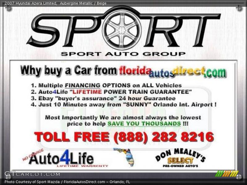 Aubergine Metallic / Beige 2007 Hyundai Azera Limited