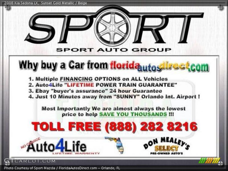 Sunset Gold Metallic / Beige 2008 Kia Sedona LX