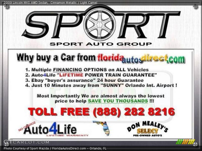 Cinnamon Metallic / Light Camel 2009 Lincoln MKS AWD Sedan
