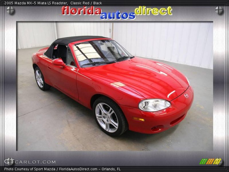 Classic Red / Black 2005 Mazda MX-5 Miata LS Roadster