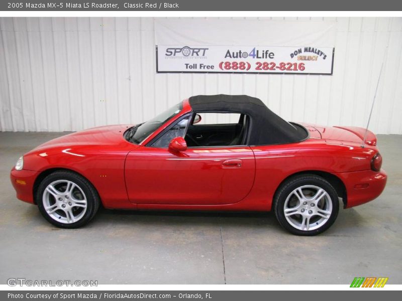 Classic Red / Black 2005 Mazda MX-5 Miata LS Roadster