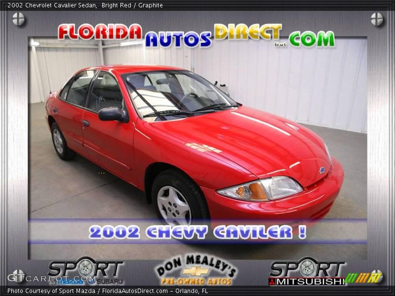 Bright Red / Graphite 2002 Chevrolet Cavalier Sedan