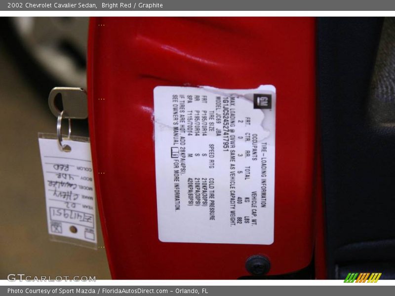 Bright Red / Graphite 2002 Chevrolet Cavalier Sedan